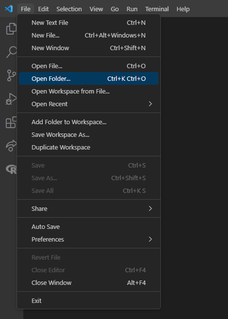 Ouvrir un répertoire avec Visual Studio Code