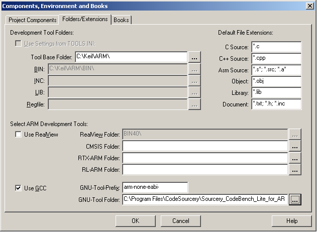 software keil tools.ini toolchain not installed